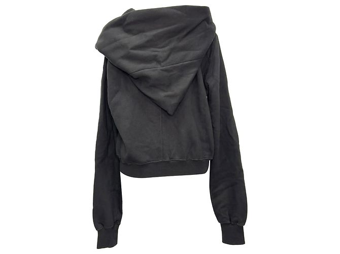 Rick Owens Asymmetrischer Zip-Up Sweatshirt aus schwarzer Baumwolle - vista 3