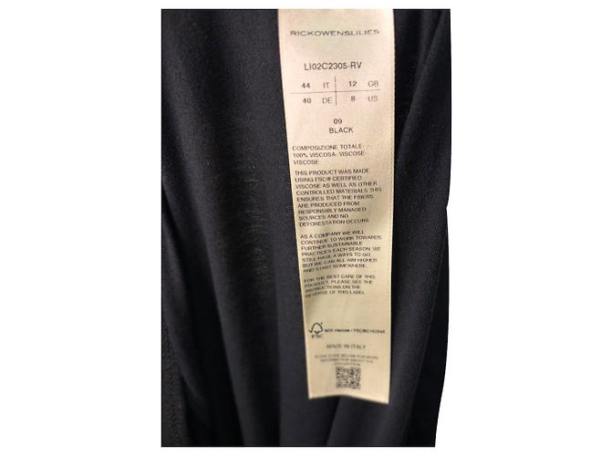Falda maxi recta Rick Owens en viscosa negra Negro - vista 5