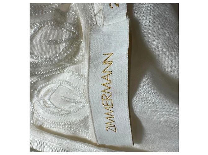 Vestido largo Wavelength de encaje de macramé con flecos de Zimmermann en seda blanca Blanco - vista 4