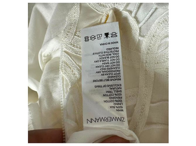 Vestido largo Wavelength de encaje de macramé con flecos de Zimmermann en seda blanca Blanco - vista 6