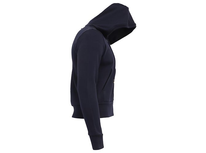 Felpa con zip 4-Bar in cotone blu navy Thom Browne - vista 3