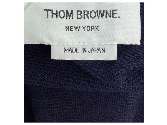 Felpa con zip 4-Bar in cotone blu navy Thom Browne - vista 6