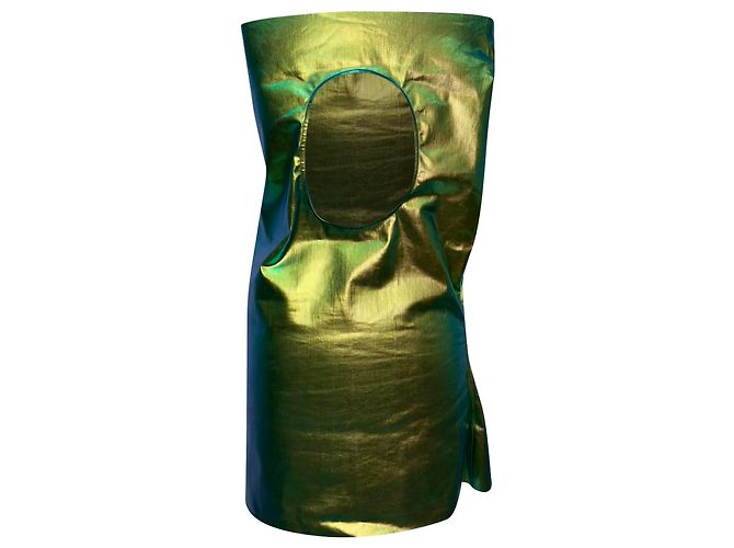 Top asimétrico Athena iridiscente en algodón verde de Rick Owens - vista 3
