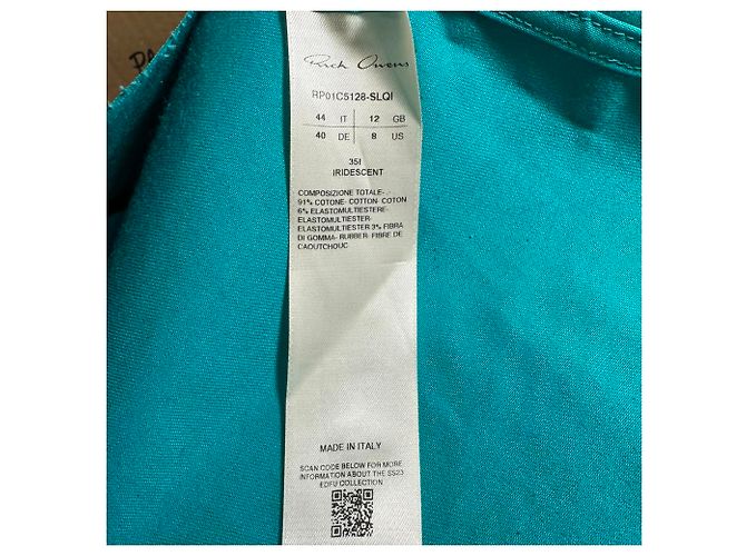 Top asimétrico Athena iridiscente en algodón verde de Rick Owens - vista 5
