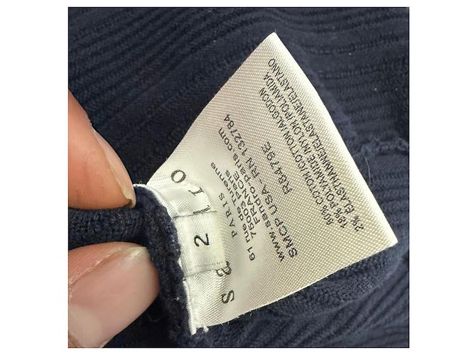 Mini abito a coste con scollo rotondo Sandro in cotone blu navy - vista 5