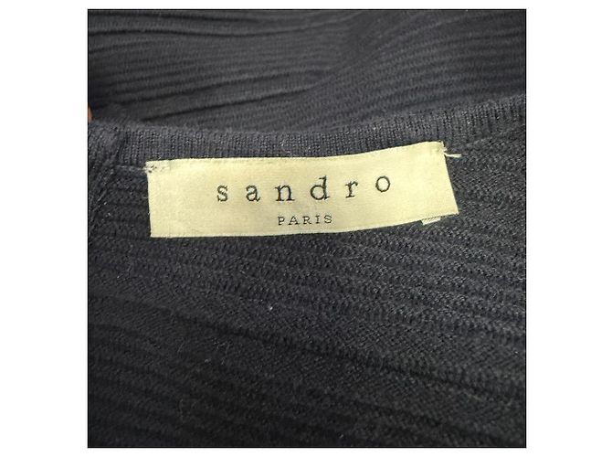 Mini abito a coste con scollo rotondo Sandro in cotone blu navy - vista 7