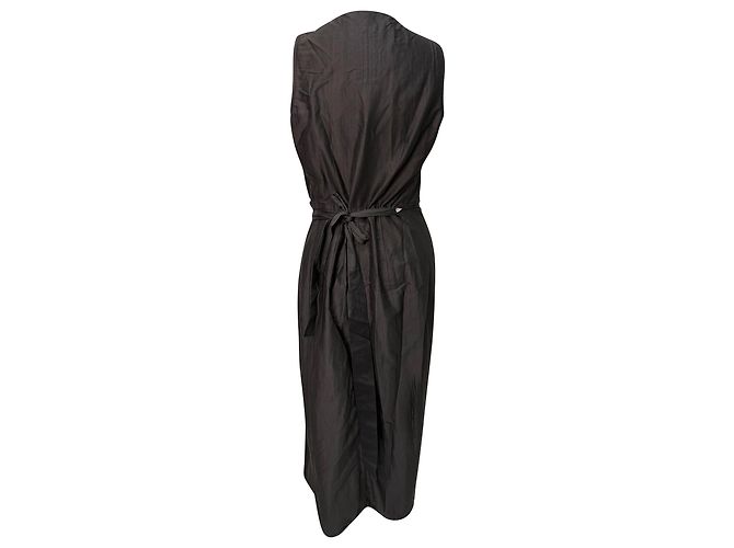 Vestido midi sem mangas drapeado Rick Owens em algodão preto Impressão em python - vista 2