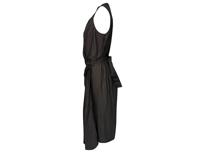 Vestido midi sem mangas drapeado Rick Owens em algodão preto Impressão em python - vista 3