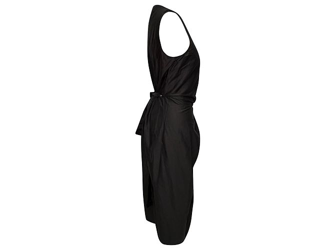 Vestido midi sem mangas drapeado Rick Owens em algodão preto Impressão em python - vista 4