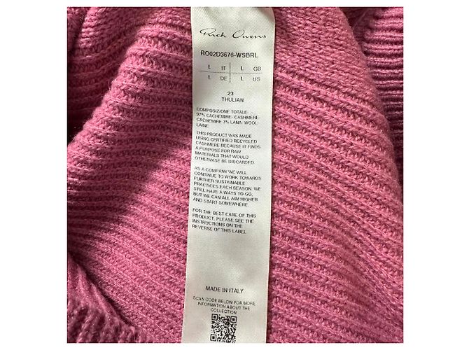 Rick Owens Gerippter Rollkragenpullover aus rosa Kaschmir Pink - Ansicht 5