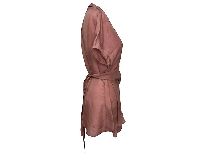 Rick Owens Drapierte Waffelstrick-Wickelbluse aus rosa Viskose Pink - Ansicht 2