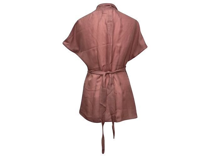 Rick Owens Drapierte Waffelstrick-Wickelbluse aus rosa Viskose Pink - Ansicht 3