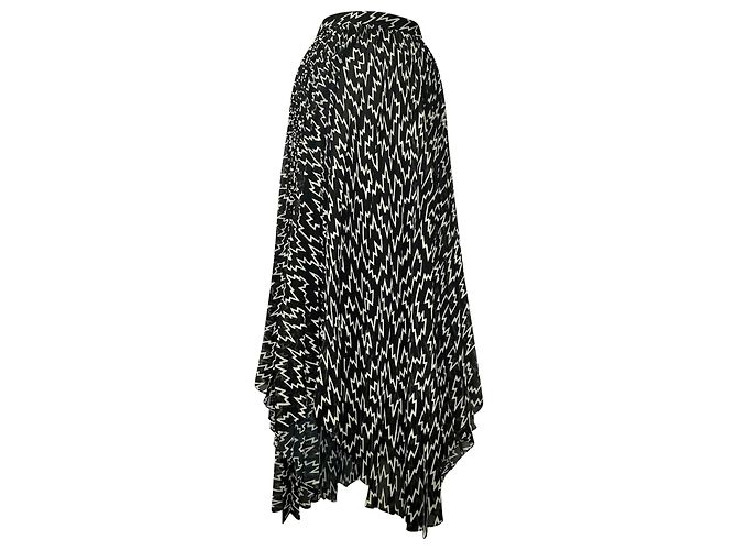 Falda midi plisada asimétrica estampada Isabel Marant Alena en gasa negra Impresión de pitón - vista 3