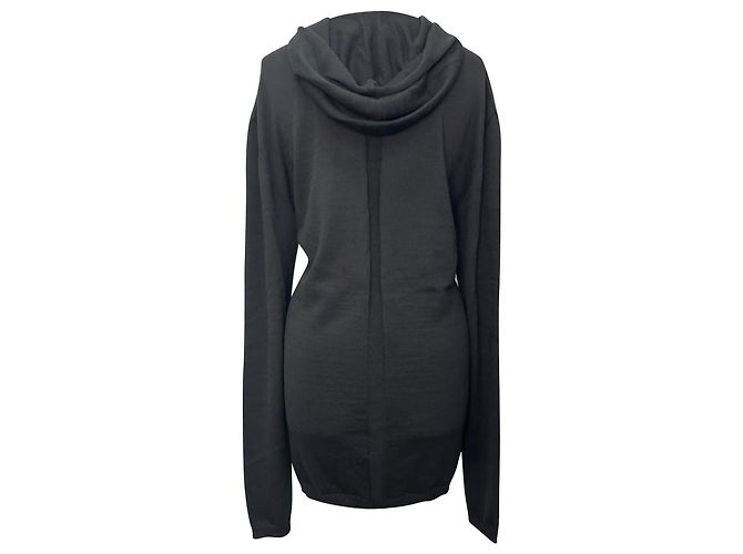 Rick Owens Strickkapuzenpullover aus schwarzer Wolle - Ansicht 3