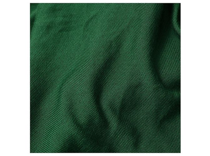 Balenciaga Bluse mit Wasserfallkragen aus grüner Viskose - Ansicht 10