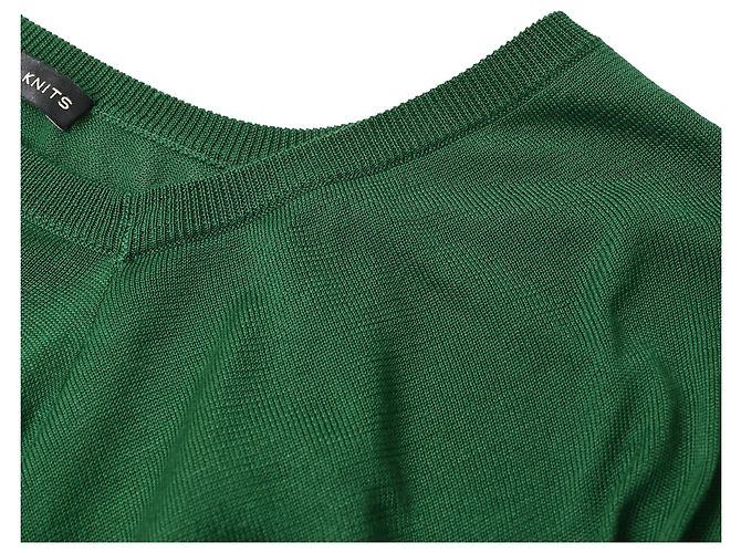 Balenciaga Bluse mit Wasserfallkragen aus grüner Viskose - Ansicht 12
