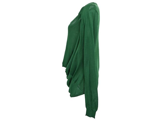 Balenciaga Bluse mit Wasserfallkragen aus grüner Viskose - Ansicht 2