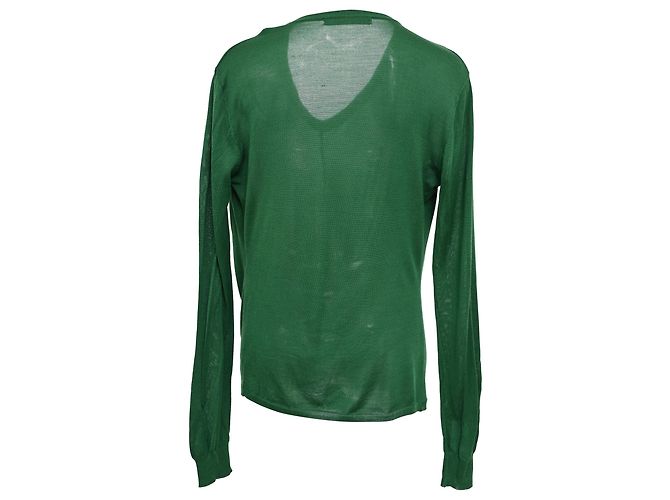 Balenciaga Bluse mit Wasserfallkragen aus grüner Viskose - Ansicht 3