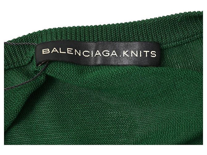 Balenciaga Bluse mit Wasserfallkragen aus grüner Viskose - Ansicht 5