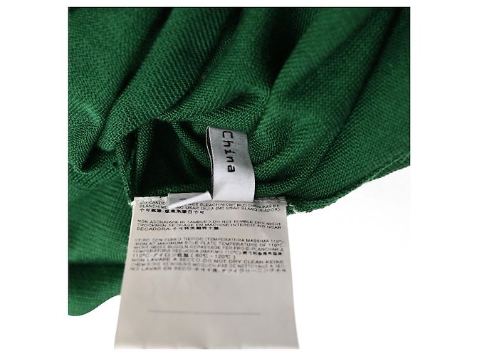Balenciaga Bluse mit Wasserfallkragen aus grüner Viskose - Ansicht 7