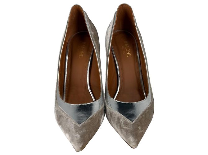 Autre Marque Malone Souliers Pointed Pumps aus silbernem Samt Metallisch - Ansicht 4
