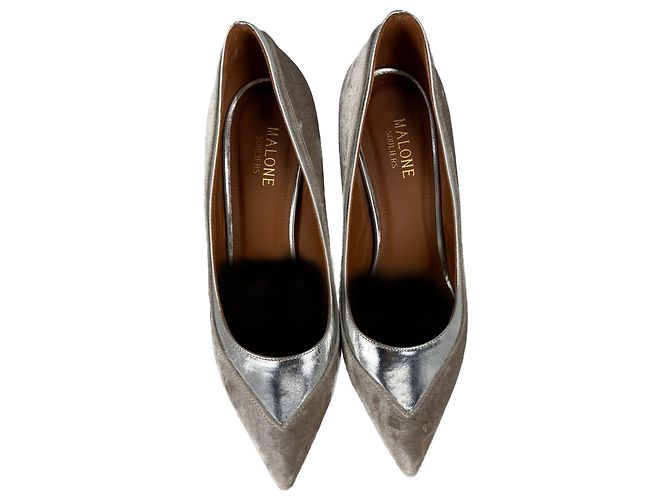 Autre Marque Malone Souliers Pointed Pumps aus silbernem Samt Metallisch - Ansicht 5
