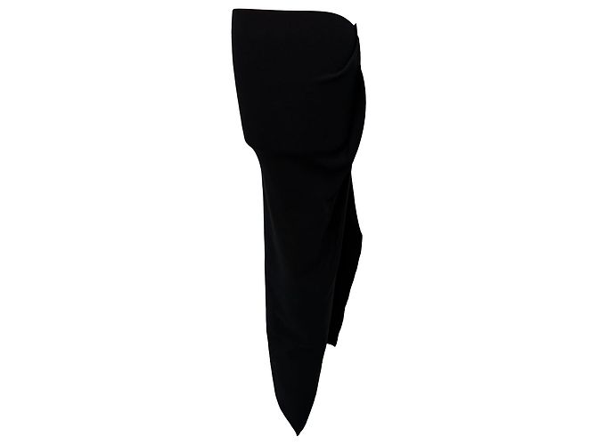 Falda midi asimétrica drapeada Rick Owens en viscosa negra Negro - vista 2