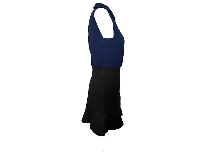 Sandro Mini-Kleid mit Colorblock-Muster aus blauer Viskose - Ansicht 2