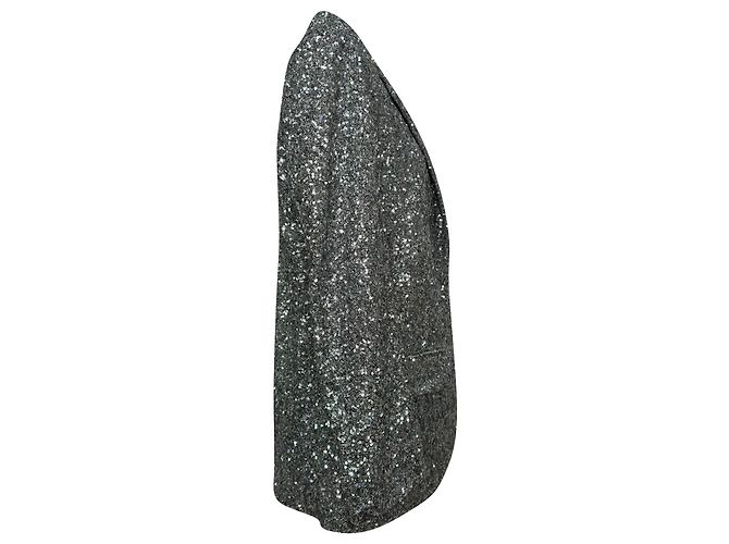 Zadig & Voltaire Vivi Sequin Jacket in Silver Polyester Silvery Metallic - view 2
