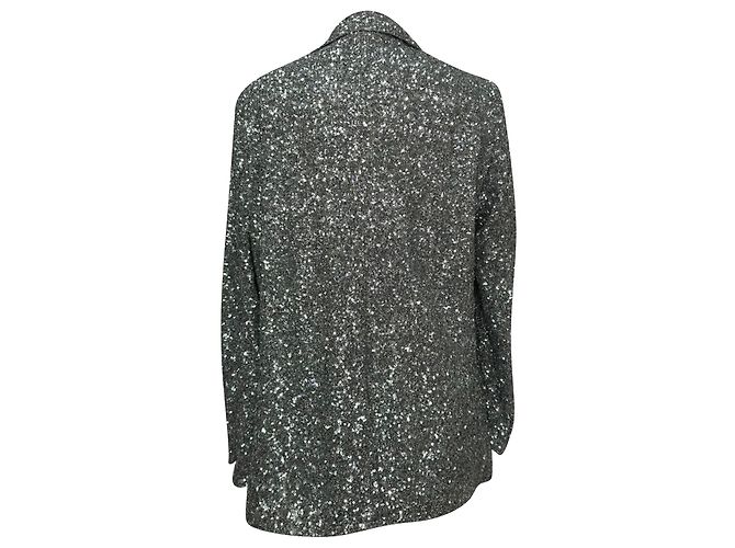 Zadig & Voltaire Vivi Sequin Jacket in Silver Polyester Silvery Metallic - view 3