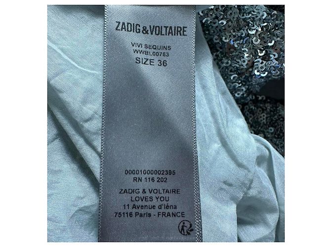 Zadig & Voltaire Vivi Sequin Jacket in Silver Polyester Silvery Metallic - view 5