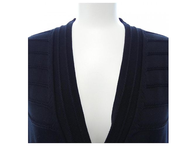 Hermès Chaleco largo de mezcla de seda Hermes Azul Azul marino - vista 5