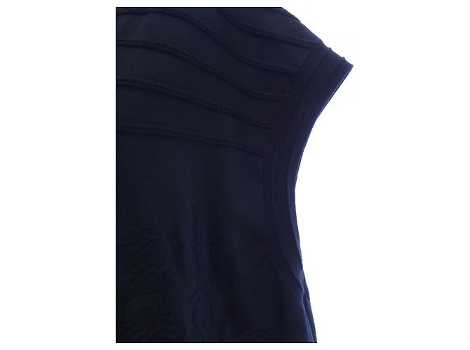 Hermès Chaleco largo de mezcla de seda Hermes Azul Azul marino - vista 6