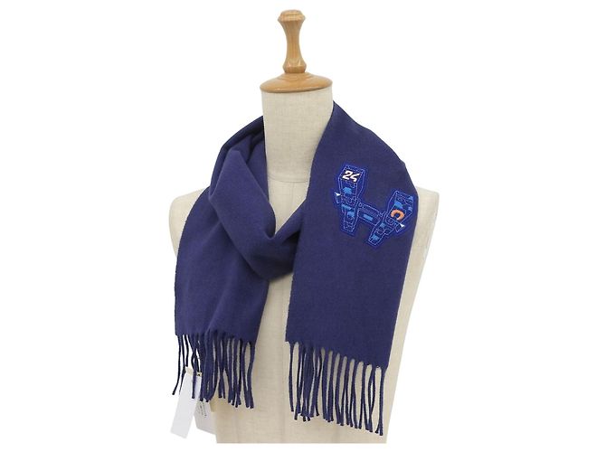 Sciarpa in cashmere IMPRIME HERMES ODYSEE Hermès Blu Blu navy - vista 2