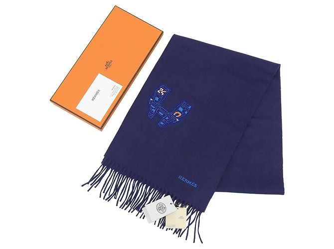 Sciarpa in cashmere IMPRIME HERMES ODYSEE Hermès Blu Blu navy - vista 3