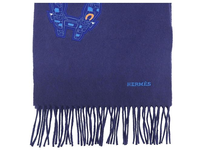 Sciarpa in cashmere IMPRIME HERMES ODYSEE Hermès Blu Blu navy - vista 4