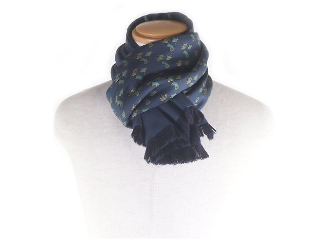 Hermès Seidentuch Pferdeharnisch-Motiv Blau Marineblau - Ansicht 3