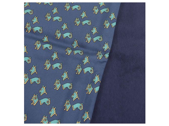 Hermès Seidentuch Pferdeharnisch-Motiv Blau Marineblau - Ansicht 5