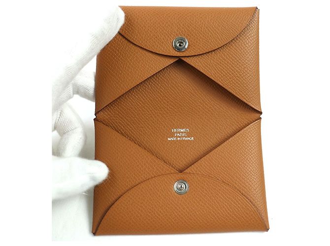 Cartera trifold Hermès Bearn Epsom Dorado - vista 6