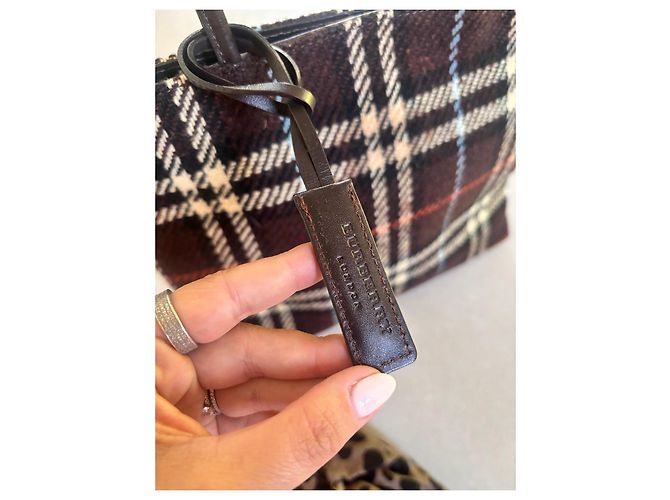 Borsa Burberry Motivo Tartan Blu Marrone scuro - vista 3