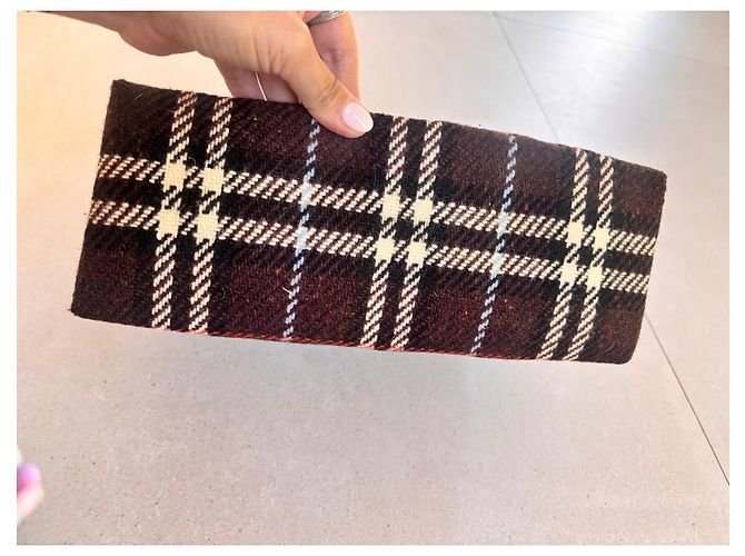 Borsa Burberry Motivo Tartan Blu Marrone scuro - vista 4