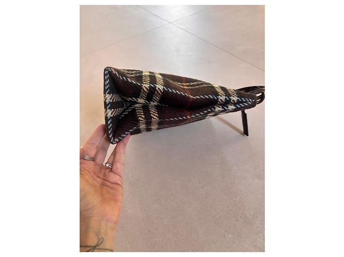 Borsa Burberry Motivo Tartan Blu Marrone scuro - vista 6