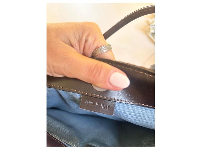 Borsa Burberry Motivo Tartan Blu Marrone scuro - vista 8
