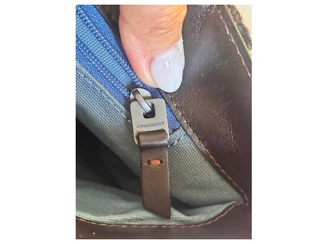 Borsa Burberry Motivo Tartan Blu Marrone scuro - vista 9