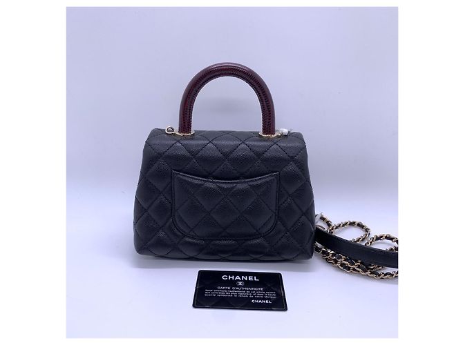 Borsa Chanel Mini Coco Handle in pelle nera Nero - vista 2