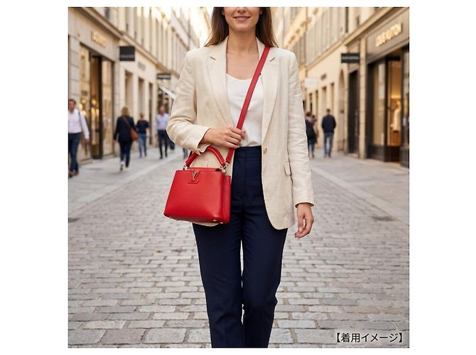 Borsa a tracolla Louis Vuitton Capucines BB in pelle Taurillon Rosso - vista 2