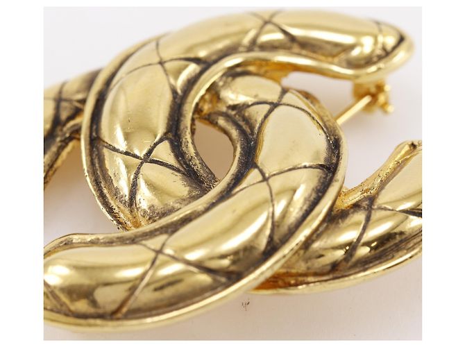 Spilla Chanel Vintage Gold Plated Coco Mark D'oro - vista 7