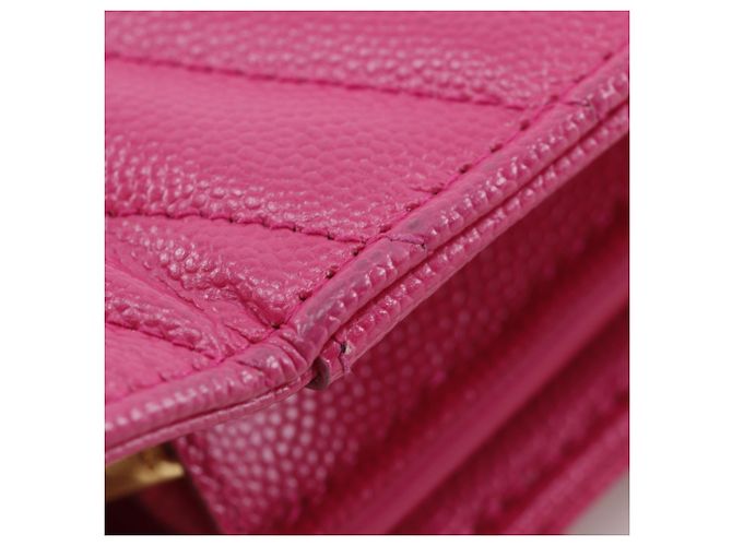 Bolsa de ombro Saint Laurent em couro acolchoado rosa com corrente - vista 11