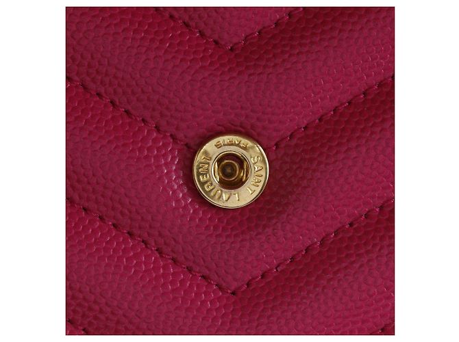 Bolsa de ombro Saint Laurent em couro acolchoado rosa com corrente - vista 14