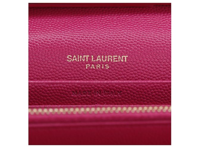 Bolsa de ombro Saint Laurent em couro acolchoado rosa com corrente - vista 16